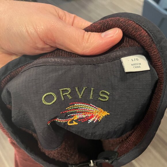 ORVIS Men's red marled full zip warm Vest sleeveless jacket Large L EUC - Picture 5 of 6